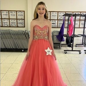 pink/coral ball gown prom/pageant dress